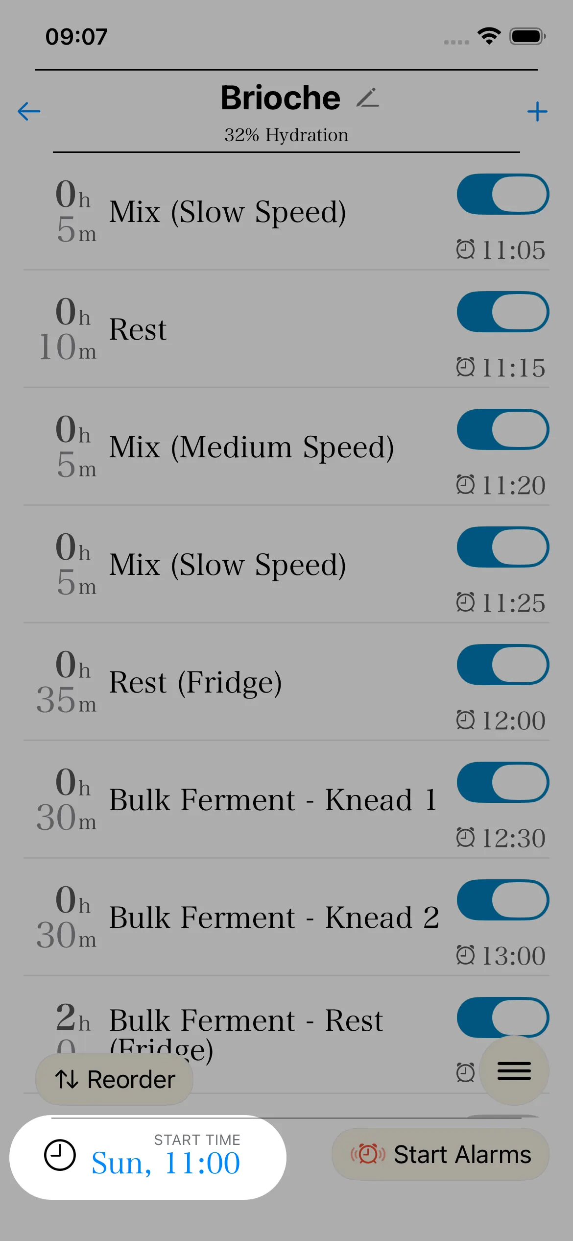 Tutorial showing the alarm start time controls
